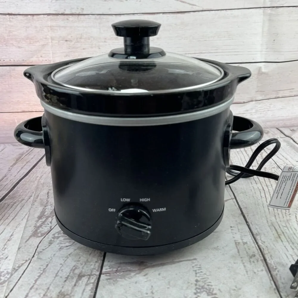 Mainstays 2 Qt Slow Cooker Matte Black Glass Lid Removable Crock